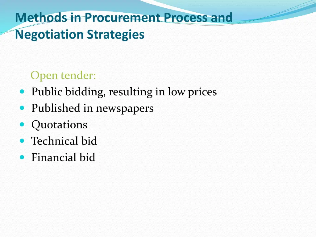 methods in procurement process and negotiation