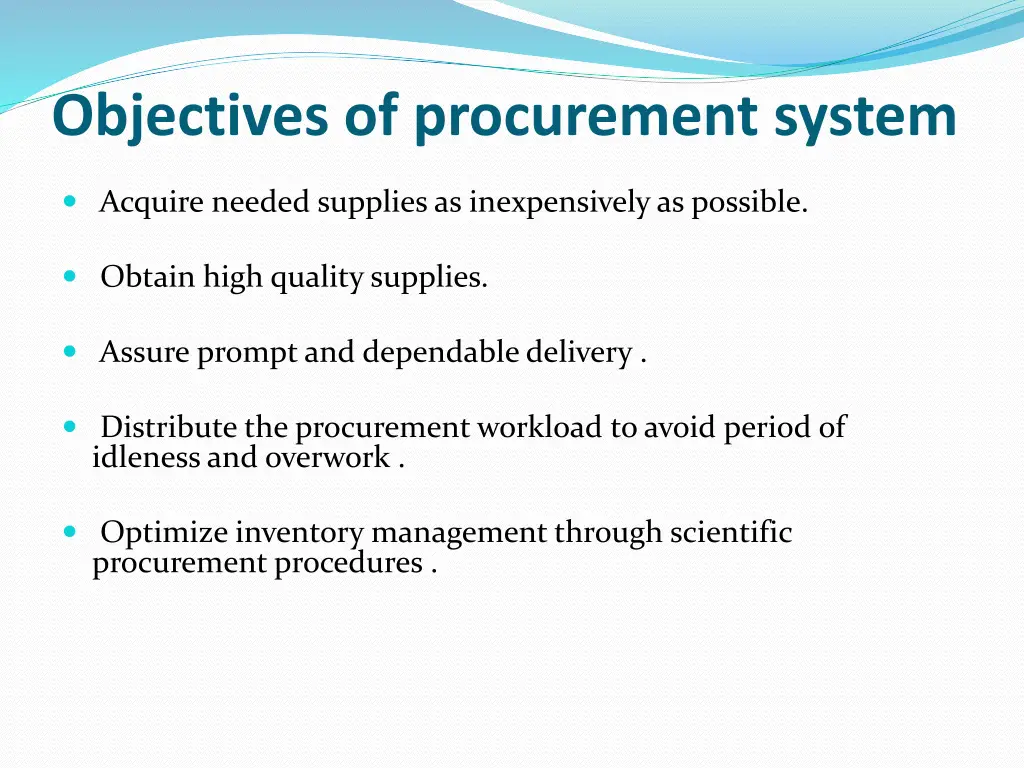 objectives of procurement system