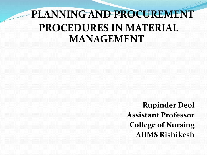 planning and procurement procedures in material