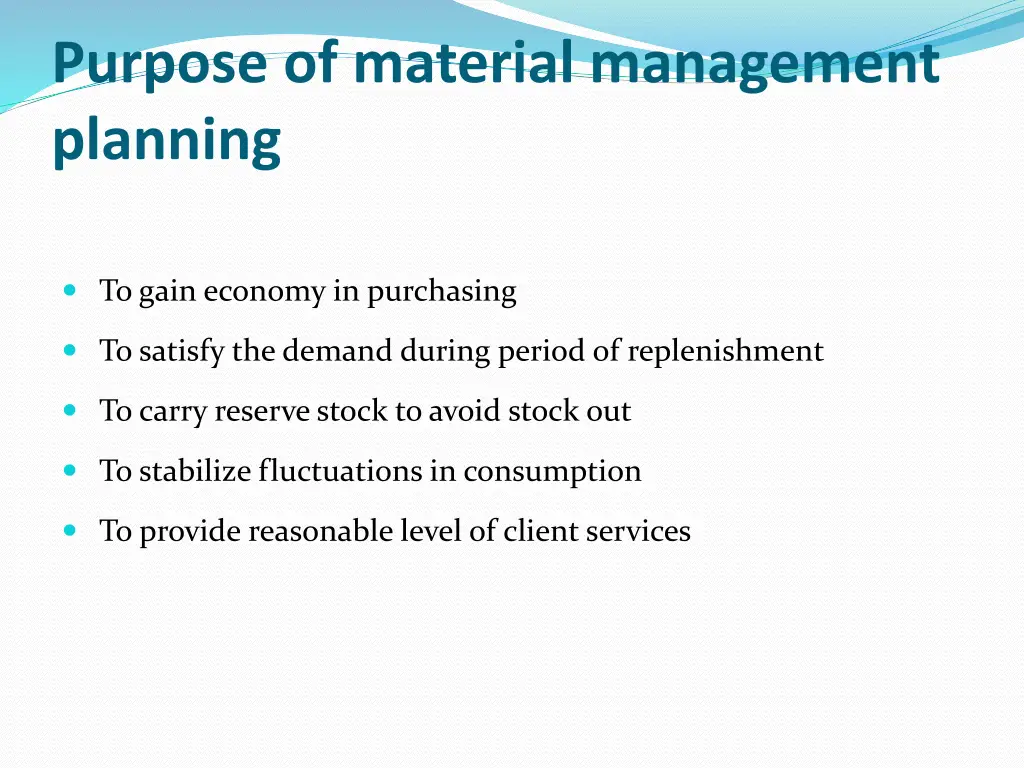 purpose of material management planning