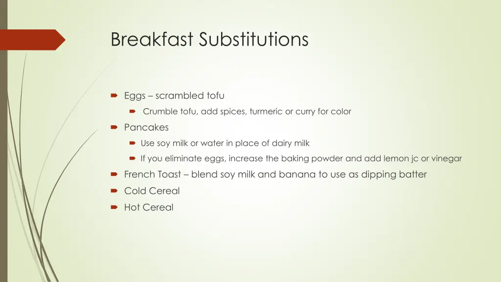 breakfast substitutions