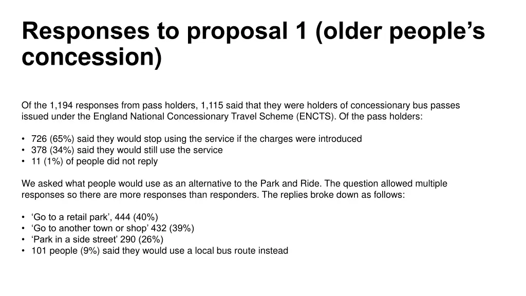 responses to proposal 1 older people s concession 1