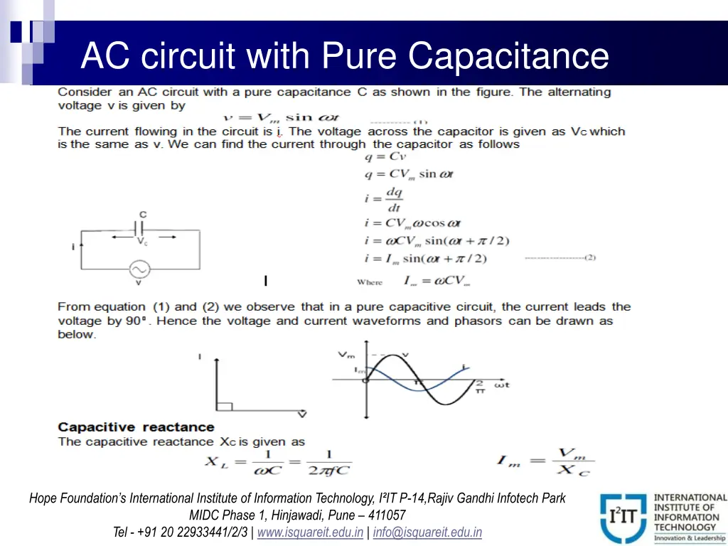 ac circuit with pure capacitance