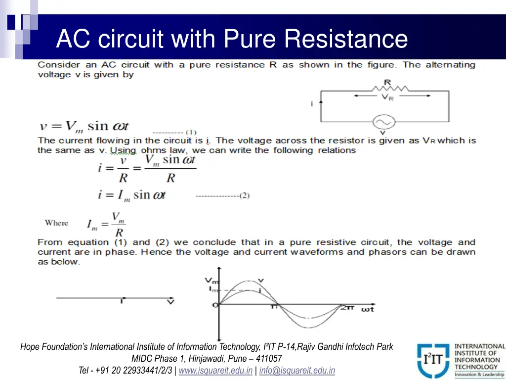 ac circuit with pure resistance