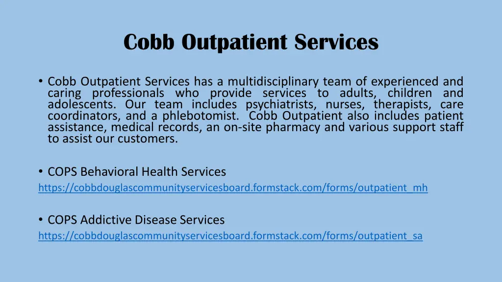 cobb outpatient services