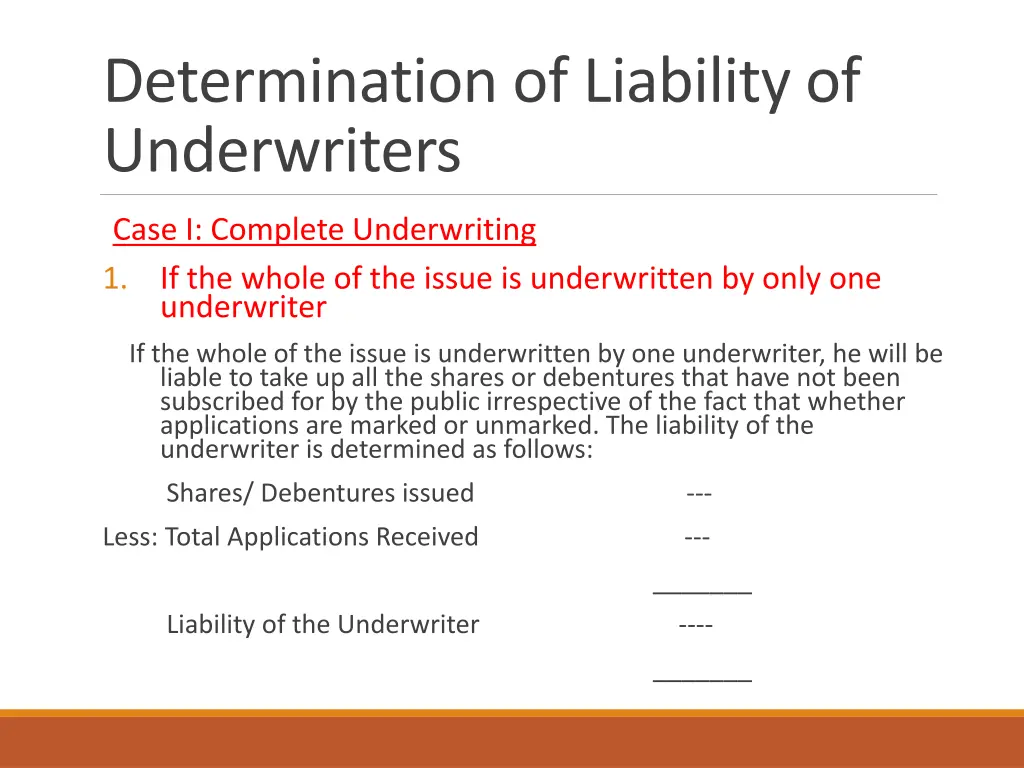 determination of liability of underwriters