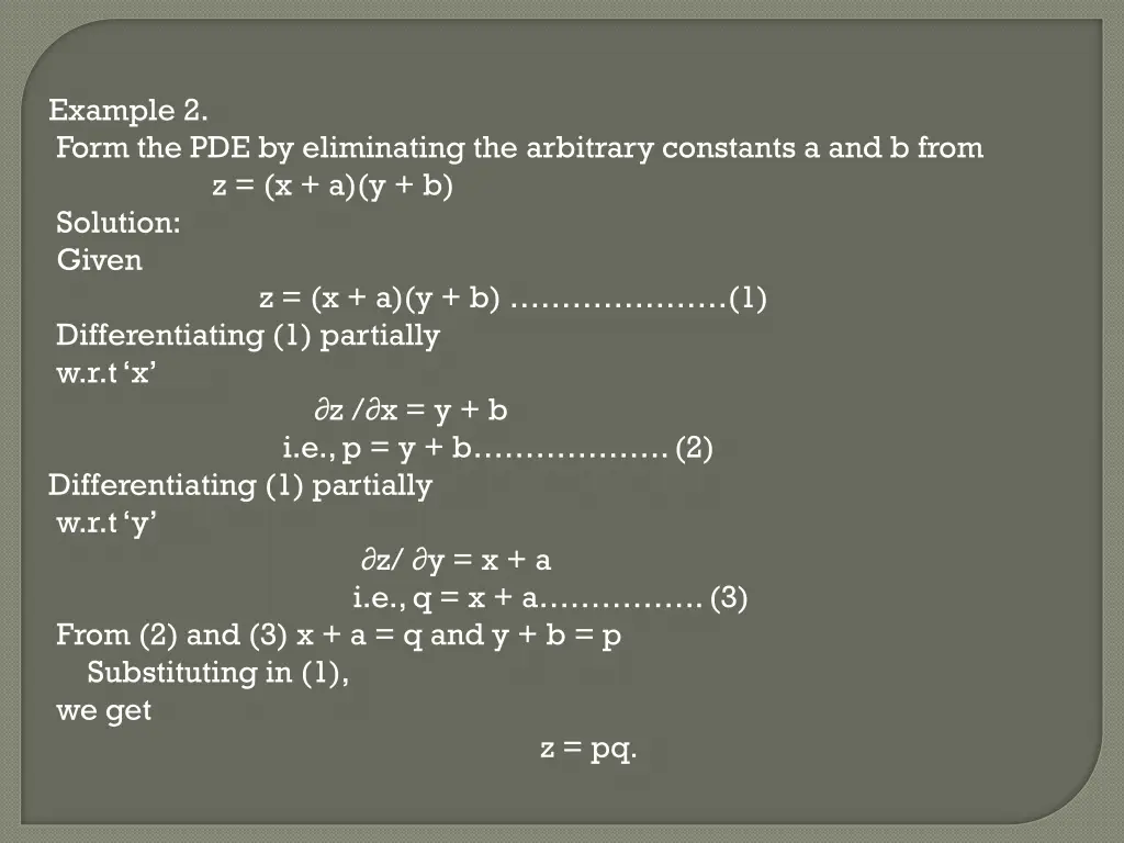 example 2 form the pde by eliminating