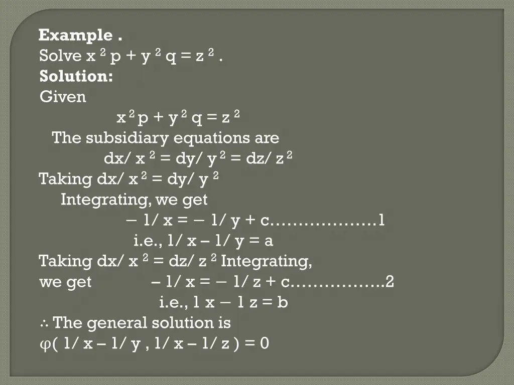 example solve x 2 p y 2 q z 2 solution given