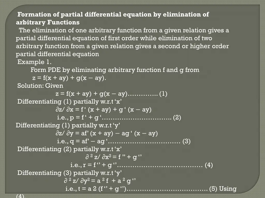 formation of partial differential equation 1