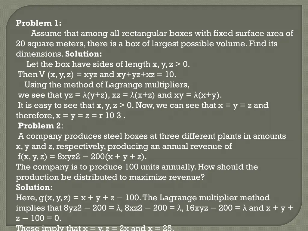 problem 1 assume that among all rectangular boxes