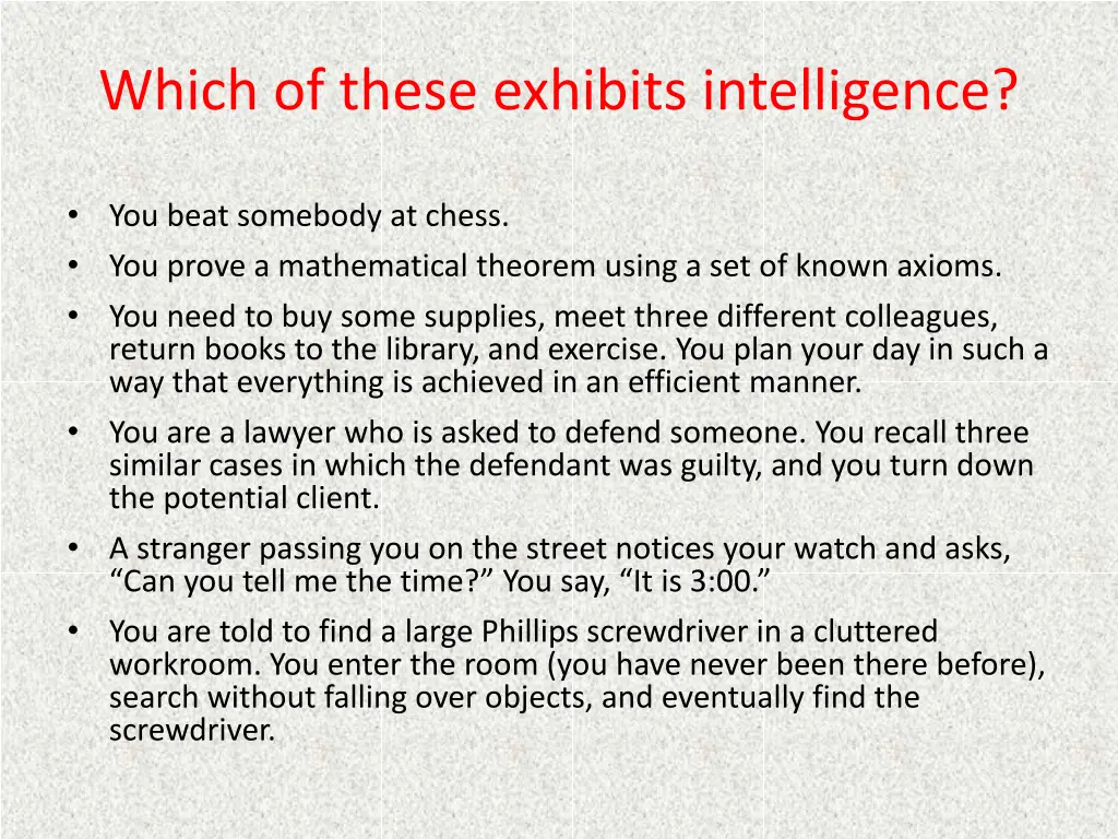 which of these exhibits intelligence