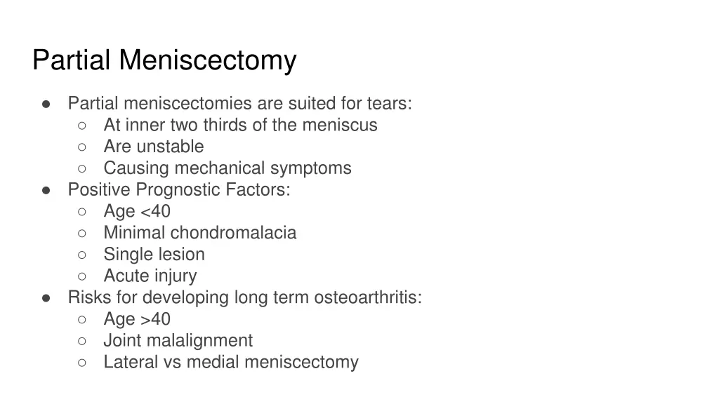 partial meniscectomy