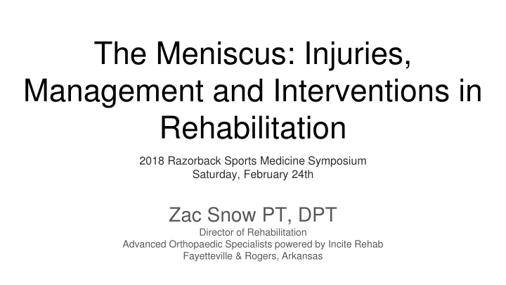 the meniscus injuries management