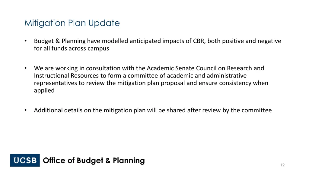 mitigation plan update