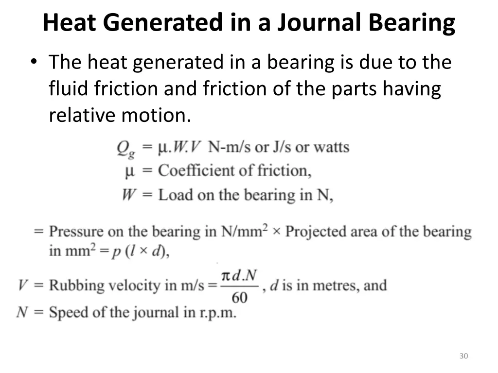 heat generated in a journal bearing the heat