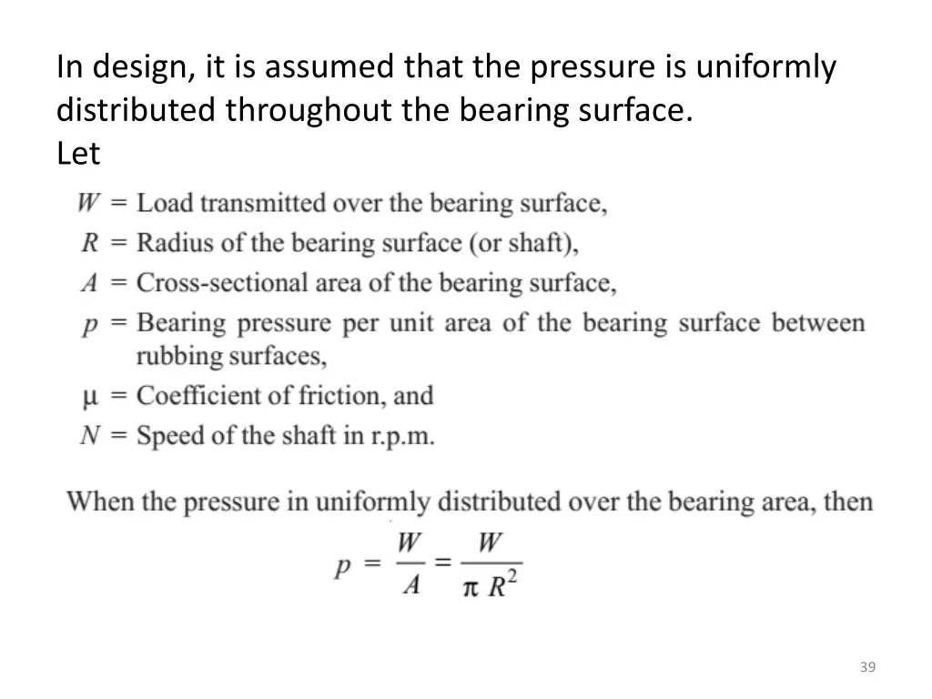 in design it is assumed that the pressure