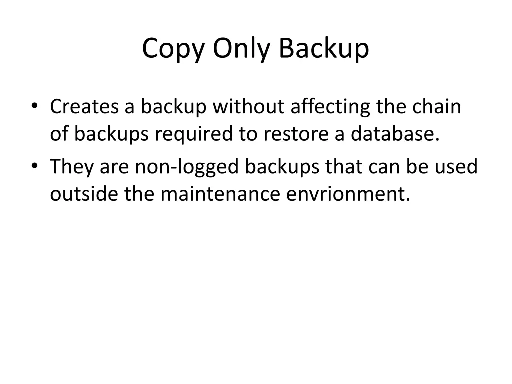 copy only backup