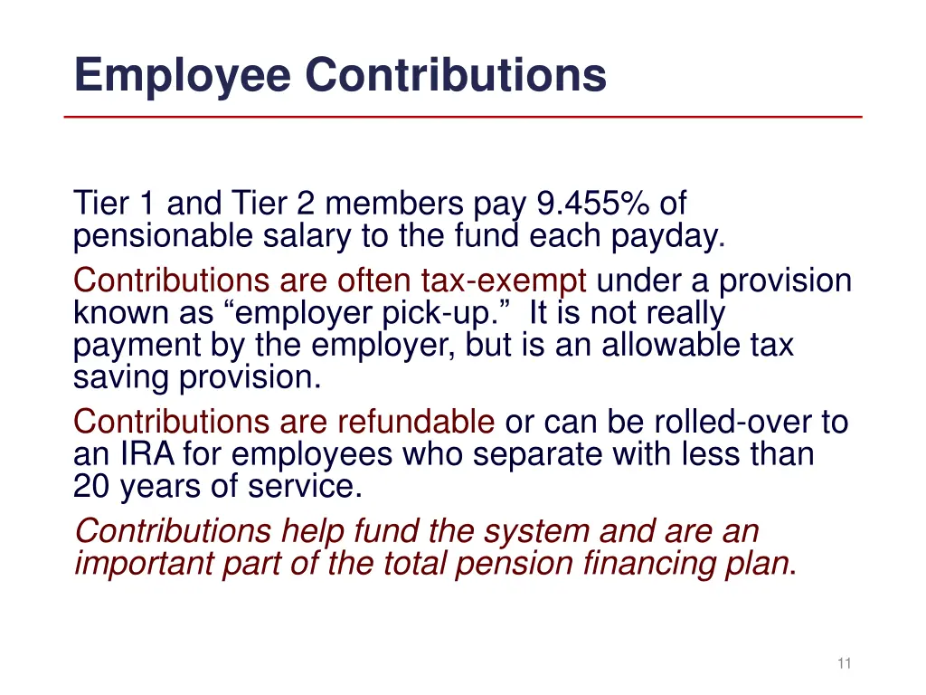 employee contributions