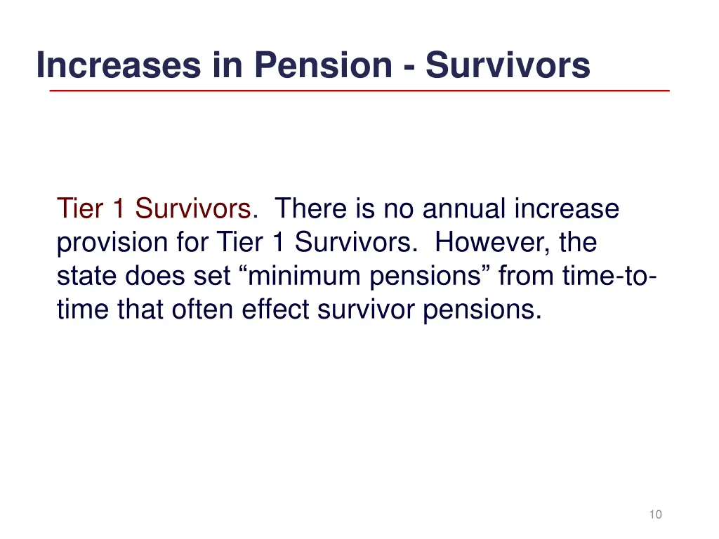 increases in pension survivors