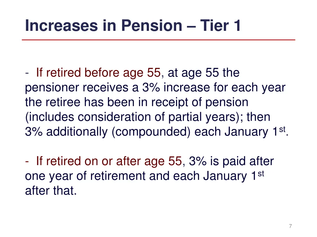 increases in pension tier 1