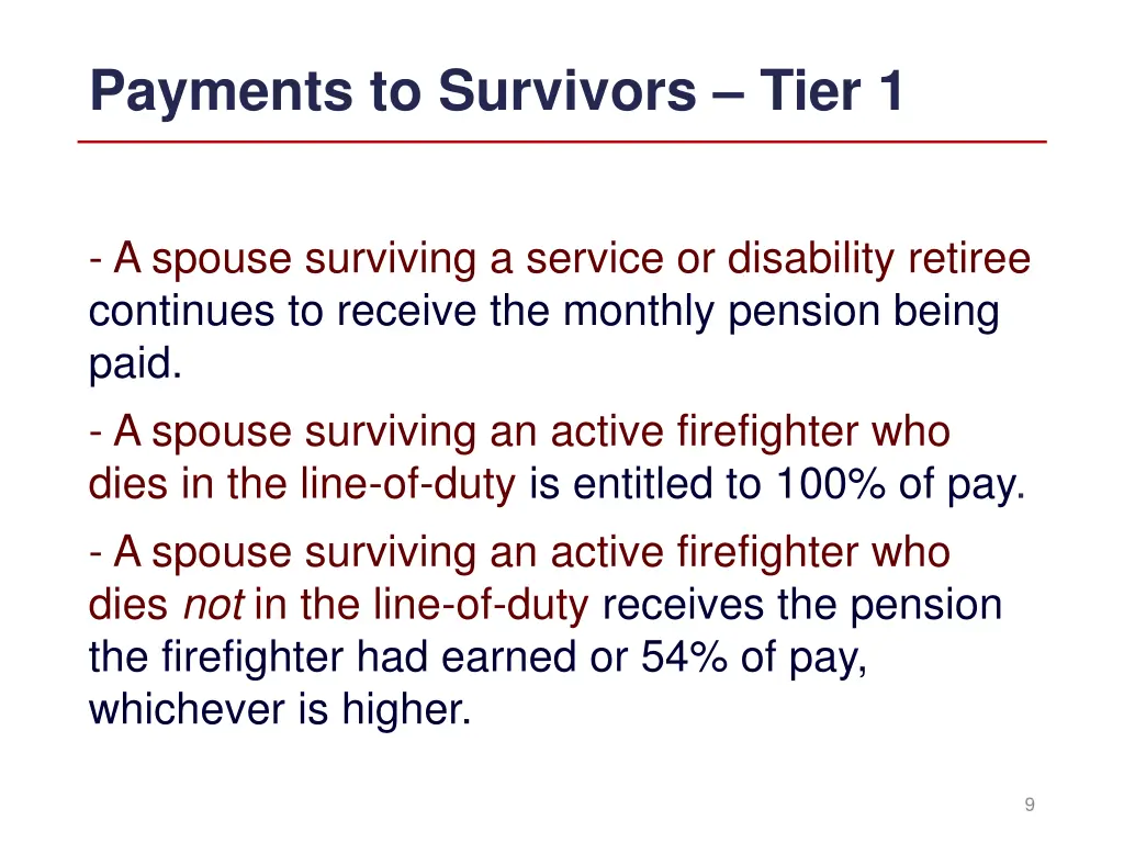 payments to survivors tier 1