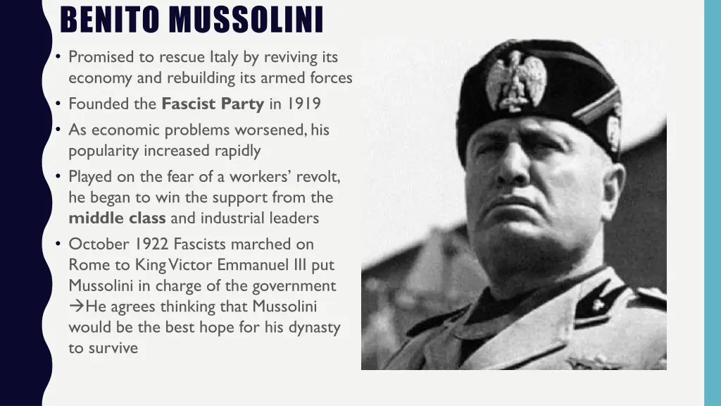 benito mussolini promised to rescue italy