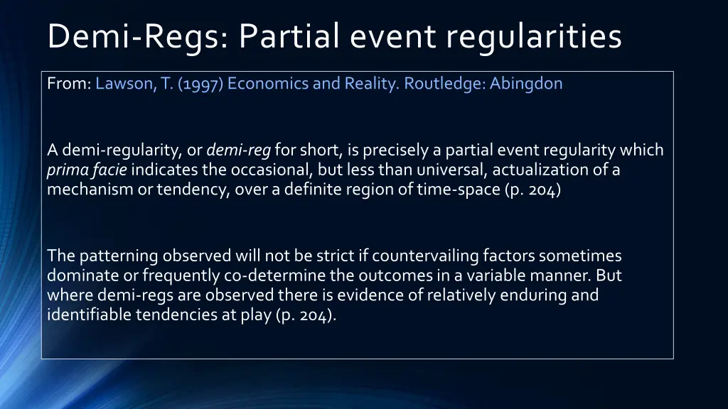 demi regs partial event regularities 1