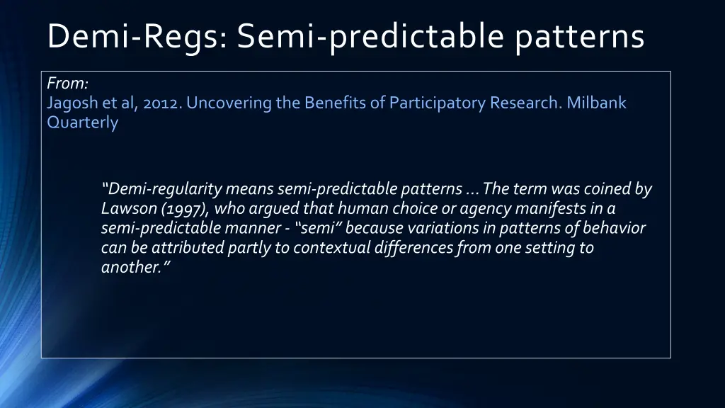 demi regs semi predictable patterns