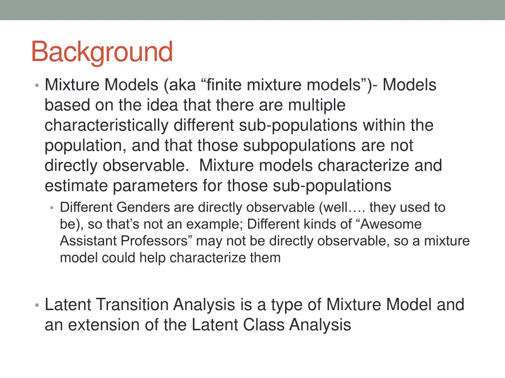 background mixture models aka finite mixture