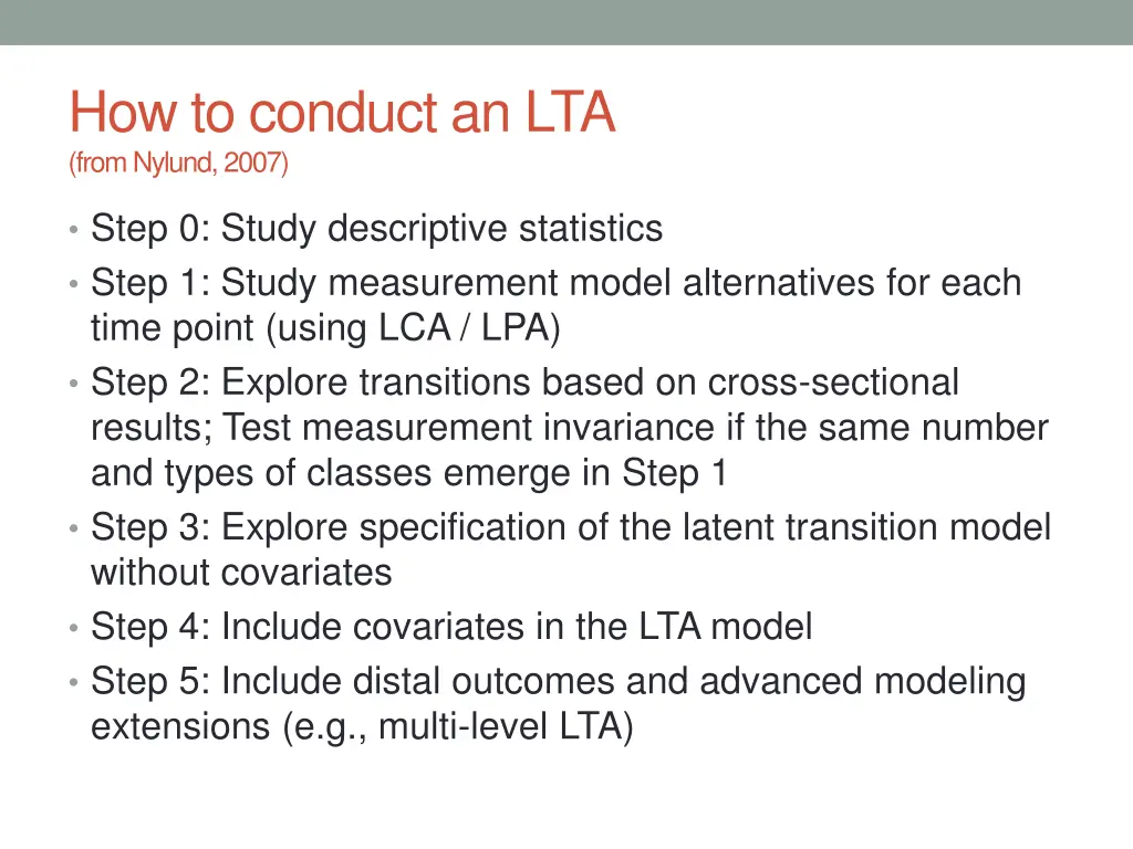 how to conduct an lta from nylund 2007