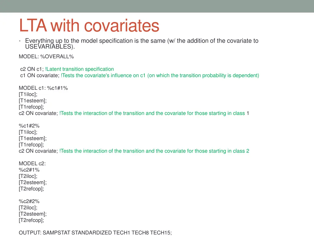 lta with covariates everything up to the model