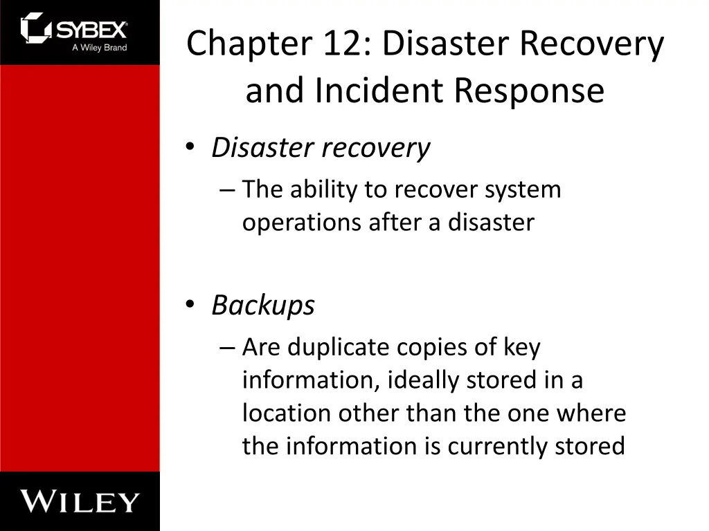 chapter 12 disaster recovery and incident response 1