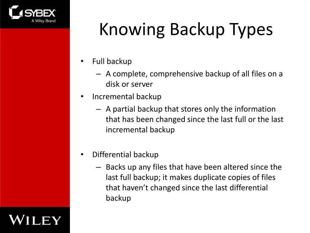 knowing backup types