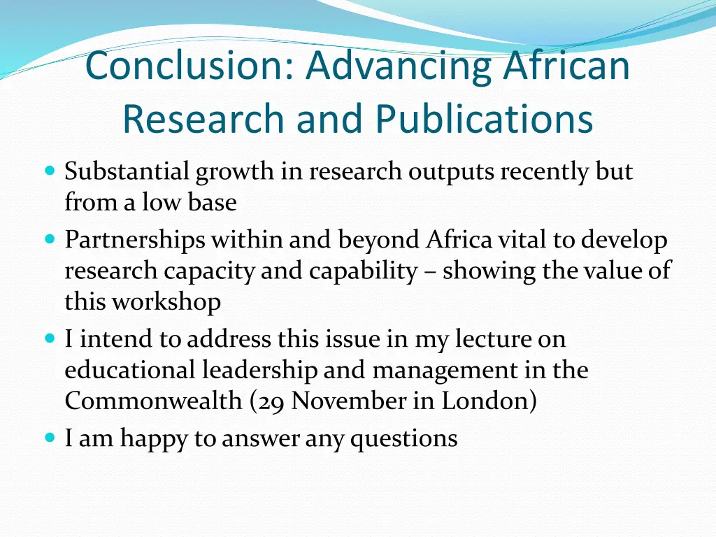 conclusion advancing african research