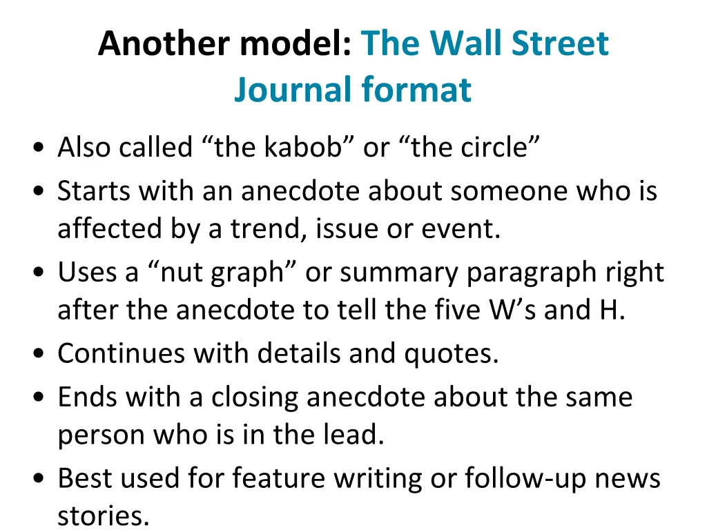 another model the wall street journal format