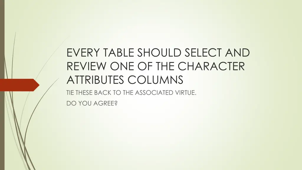 every table should select and review 1