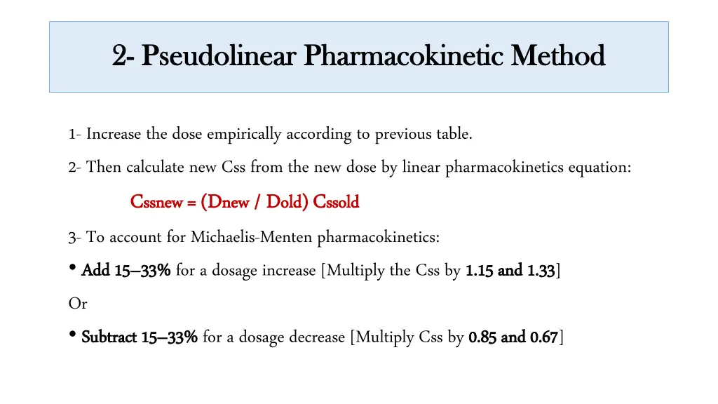 2 2 pseudolinear pseudolinear pharmacokinetic