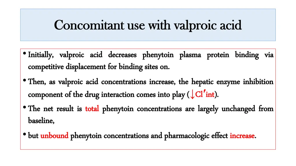 concomitant use with valproic acid concomitant