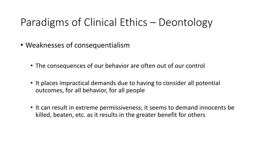 paradigms of clinical ethics deontology 2