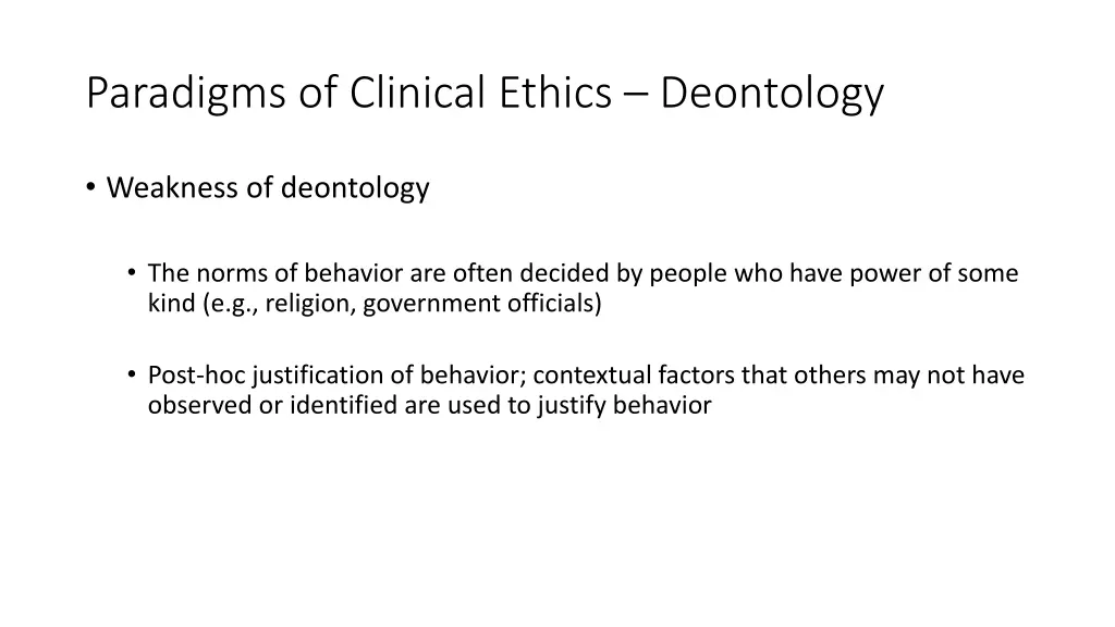 paradigms of clinical ethics deontology 3