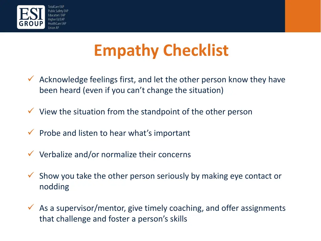 empathy checklist