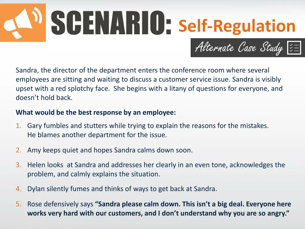 self regulation alternate case study