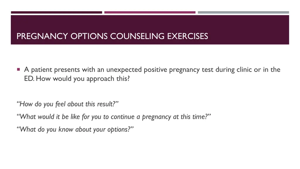 pregnancy options counseling exercises