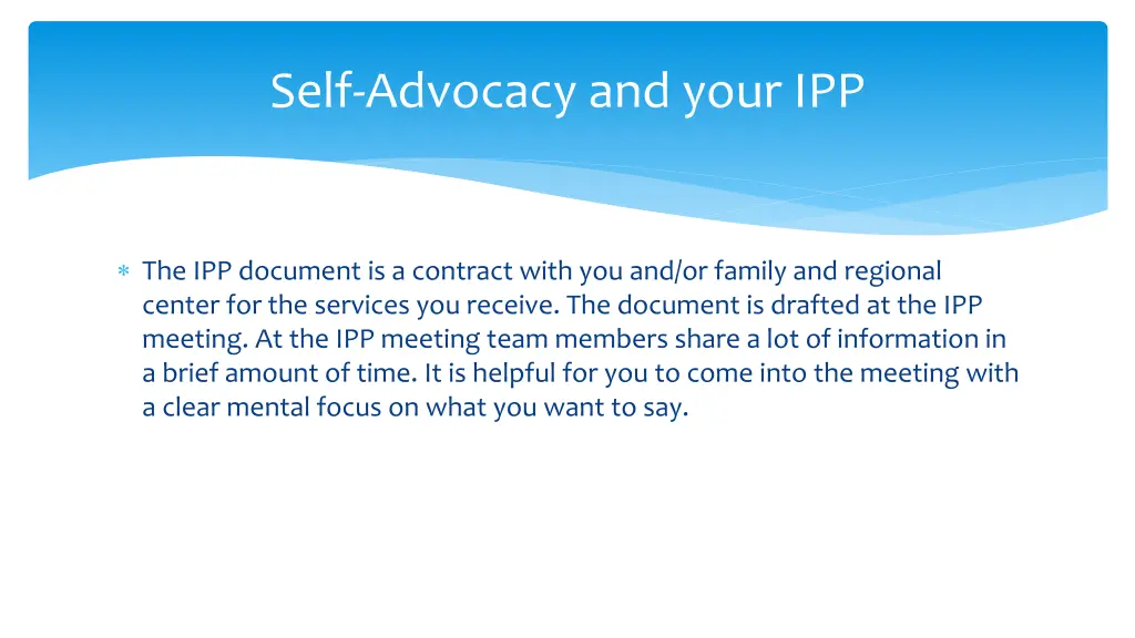 self advocacy and your ipp