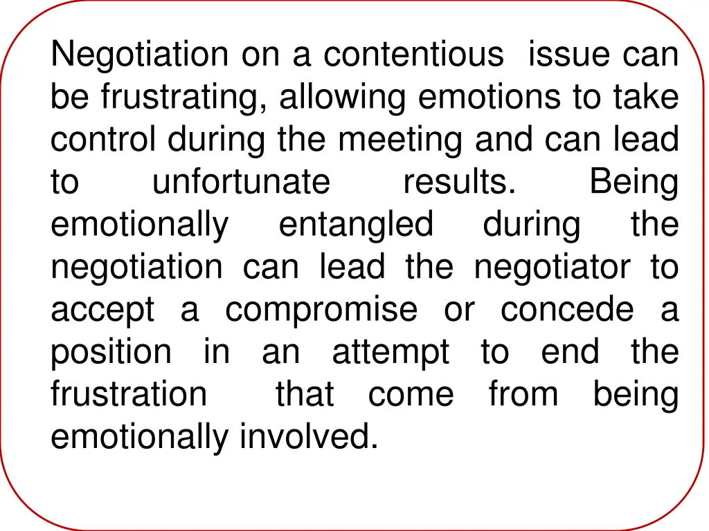 negotiation on a contentious issue