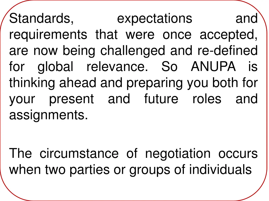 standards requirements that were once accepted