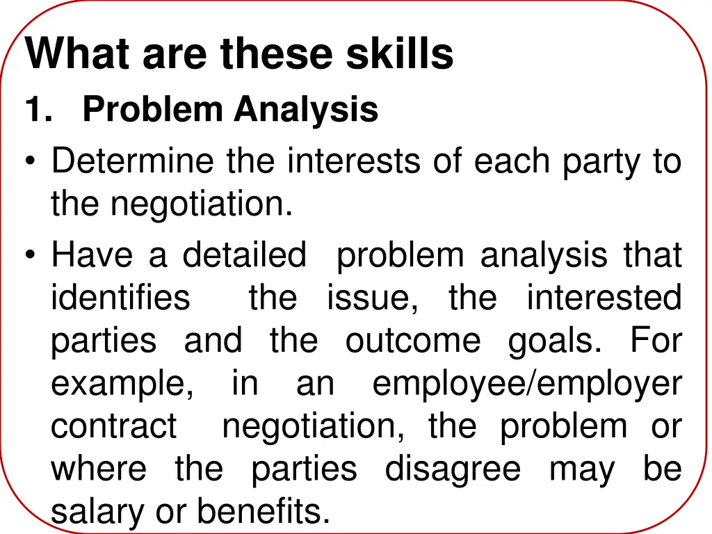 what are these skills 1 problem analysis