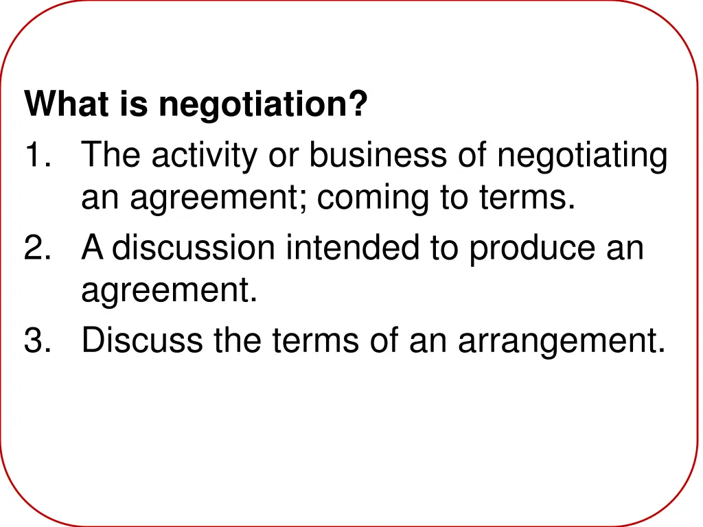 what is negotiation 1 the activity or business