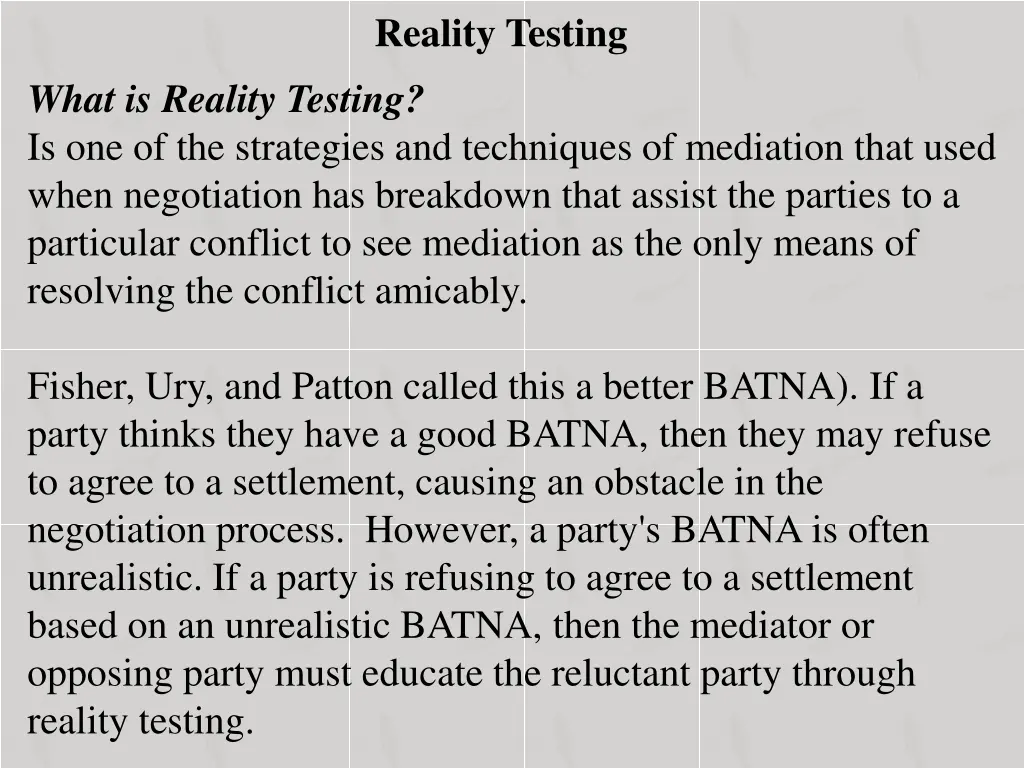 reality testing