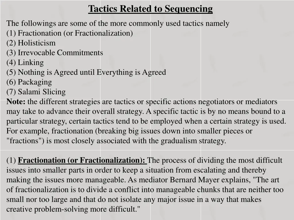 tactics related to sequencing